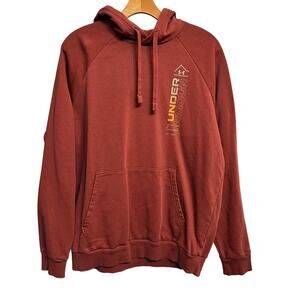 Under Armour Men's OrangeFleece Hoodie Size M Pullover with Wordmark‎